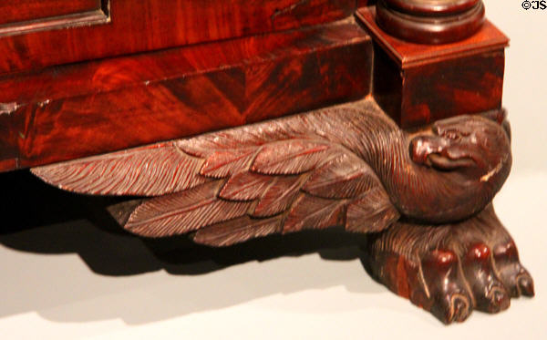 Detail of carved eagle on foot of Empire secretary-bookcase (c1830s) attrib. Joseph Meeks & Sons of New York at Mobile Museum of Art. Mobile, AL.