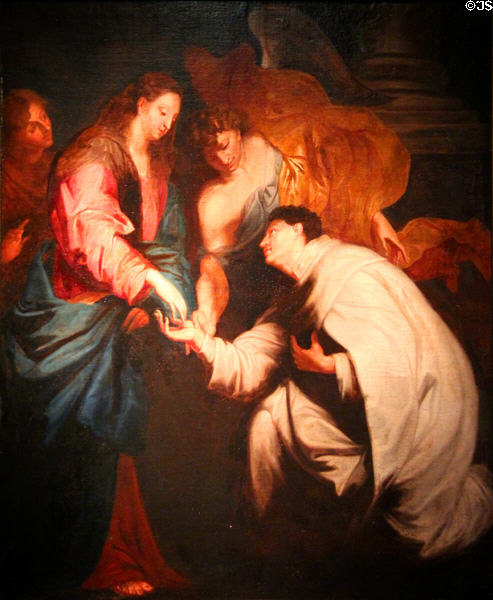 Mystical Betrothal of the Blessed Hermann Joseph to the Virgin (c1630) after Anthony van Dyck at Mobile Museum of Art. Mobile, AL.