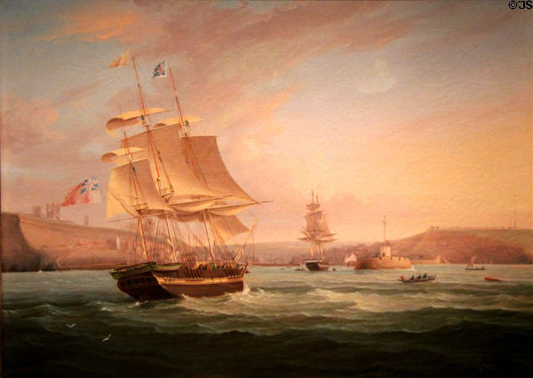 Phoenix Entering the Harbor of Whitby painting (1825) by George Chambers, the Elder of Britain at Mobile Museum of Art. Mobile, AL.