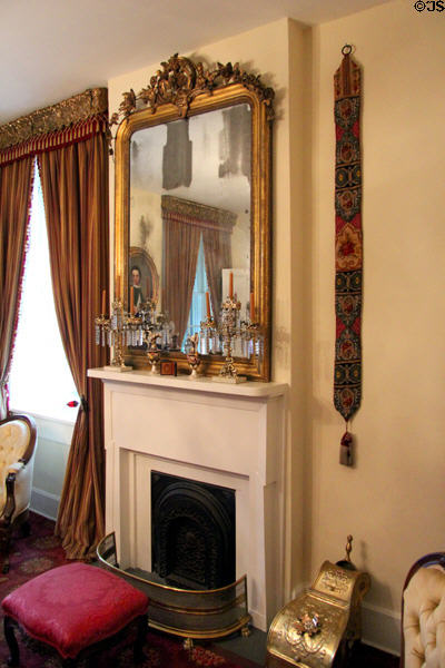 Front parlor fireplace & mirror at Conde-Charlotte Museum. Mobile, AL.