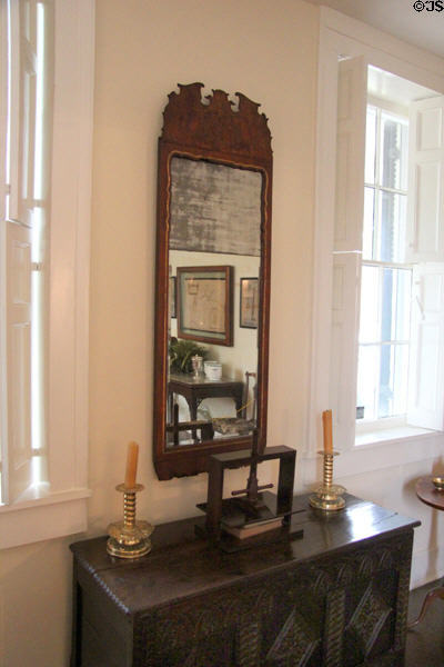 Mirror (c1800) over chest with book press at Conde-Charlotte Museum. Mobile, AL.