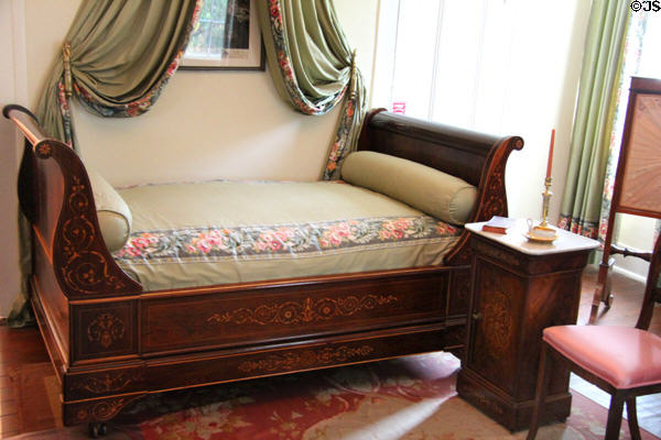 Sleigh bed in Napoleonic style at Conde-Charlotte Museum. Mobile, AL.