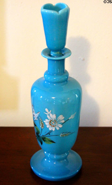 Blue glass decanter with stopper at Conde-Charlotte Museum. Mobile, AL.