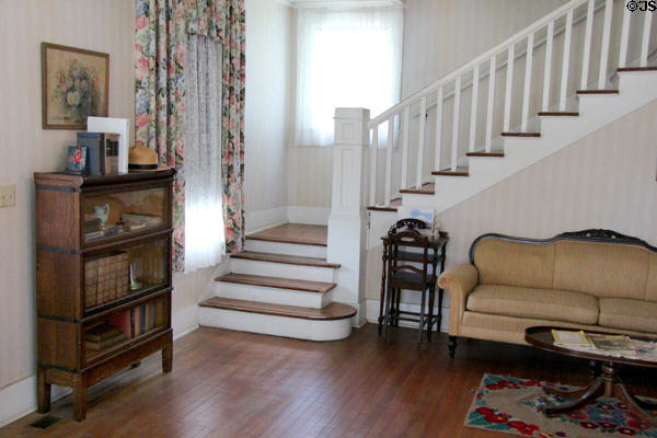 Stairway off living room at Clinton Birthplace Home. Hope, AR.
