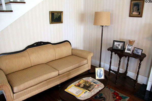 Living room sofa at Clinton Birthplace Home. Hope, AR.