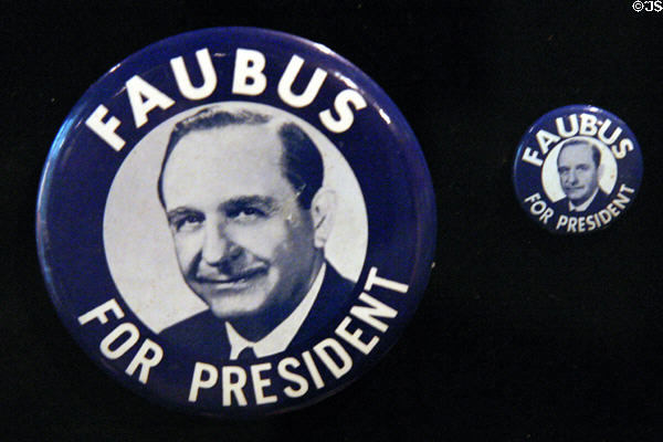 Faubus for President campaign button in Old State House Museum. Little Rock, AR.
