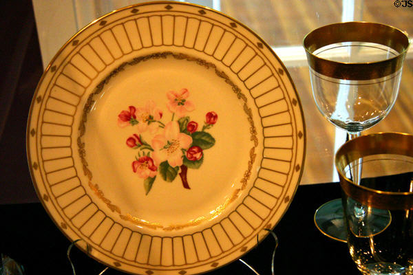 Apple blossom china from Arkansas Governor's mansion in Old State House Museum. Little Rock, AR.