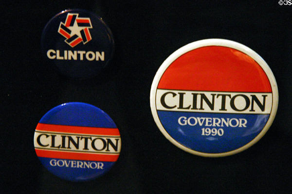 Bill Clinton for Governor campaign buttons in Old State House Museum. Little Rock, AR.