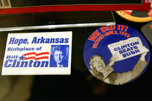 President Bill Clinton's campaign buttons in Old State House Museum. Little Rock, AR.