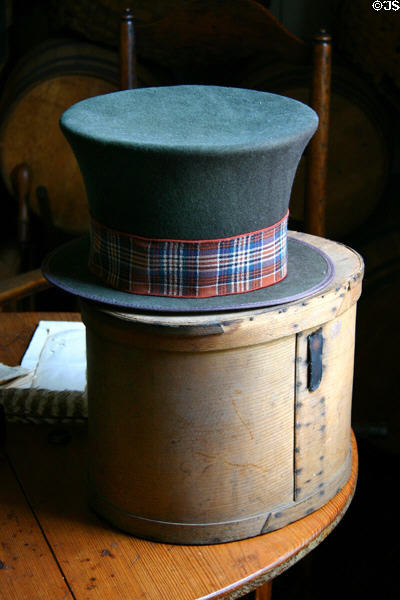 Antique top hat in Hinderliter Grog Shop at Historic Arkansas Museum. Little Rock, AR.