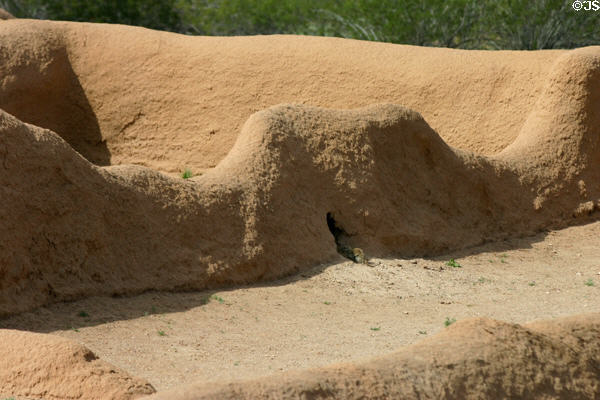 Casa Grande Ruins National Monument eroded remains of perimeter walls. Casa Grande, AZ.