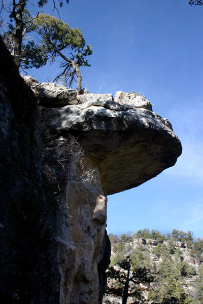 Rock overhang of Walnut Canyon National Monument. AZ.