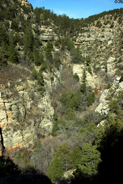 Rock overhang of Walnut Canyon National Monument. AZ.