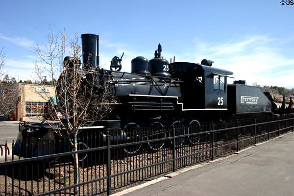 Logging Train (1911) at San Francisco St. & US 66 beside old railway station. Flagstaff, AZ. On National Register.
