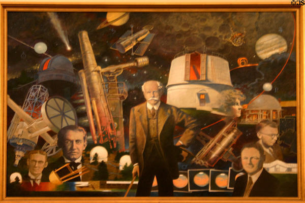 Painting of Percival Lowell & astronomy discoveries at Lowell Observatory. Flagstaff, AZ.