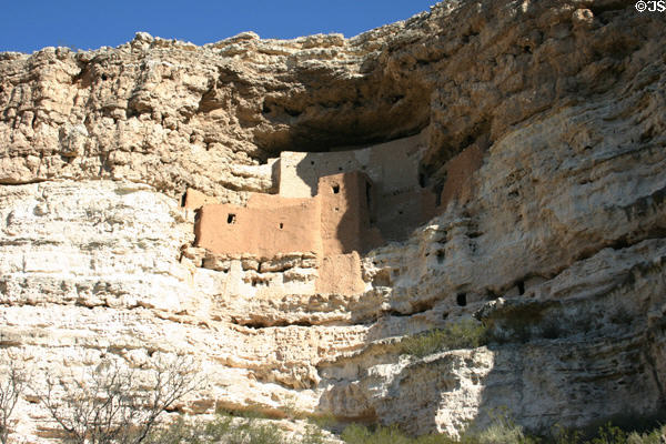 Montezuma Castle National Monument native dwellings high on cliff. AZ.