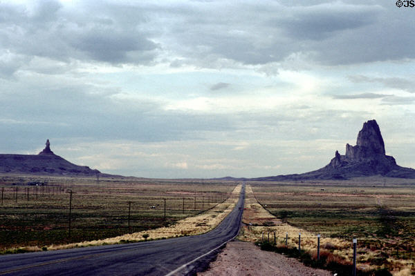 Monument Valley road through pinnacles. AZ.