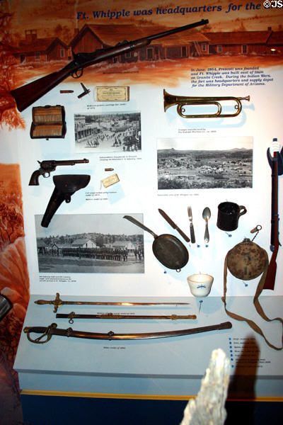 Military artifacts from Fort Whipple in Sharlot Hall Museum. Prescott, AZ.