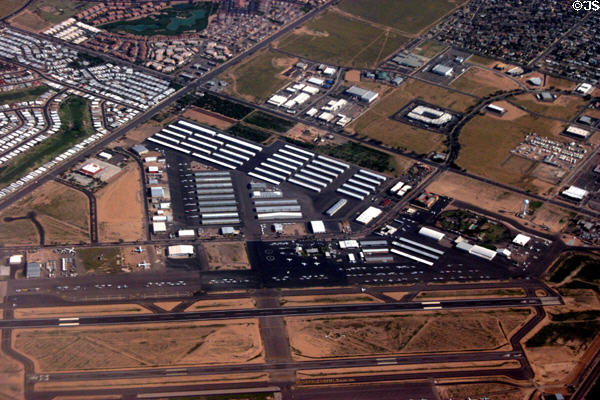 Phoenix Mesa Falcon Airfield seen from air. Phoenix, AZ.