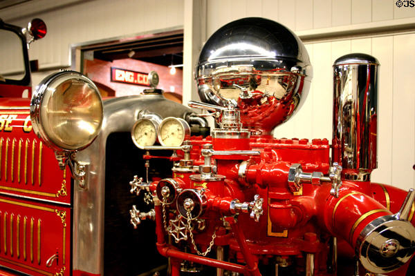 Ahrens Fox Type N Fire Engine detail in Hall of Flame. Phoenix, AZ.