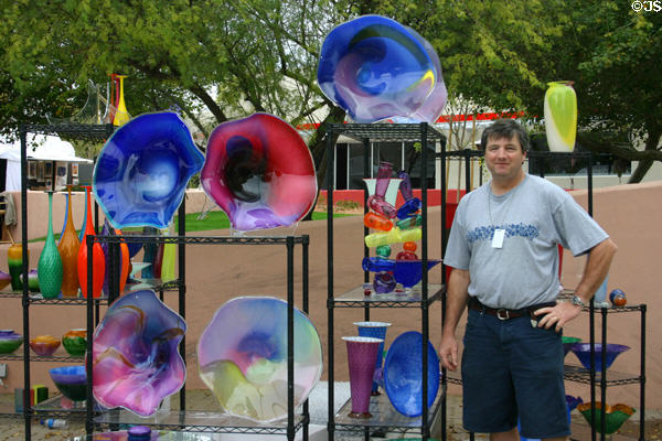 Glass vessels by Dale Heffernan in Scottsdale Arts Festival. Scottsdale, AZ.