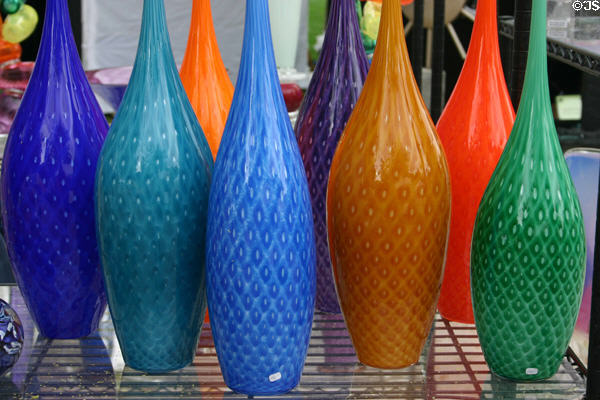 Glass vessels by Dale Heffernan in Scottsdale Arts Festival. Scottsdale, AZ.