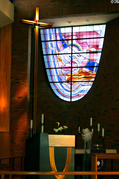 Paradise Valley Methodist Church pulpit & stained glass. Phoenix, AZ.