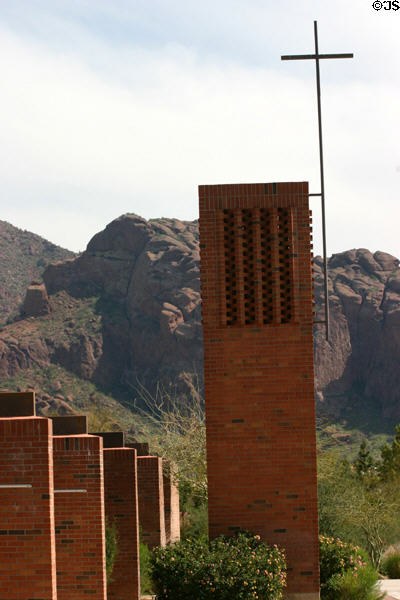 Paradise Valley Methodist Church bell tower & landscape. Phoenix, AZ.