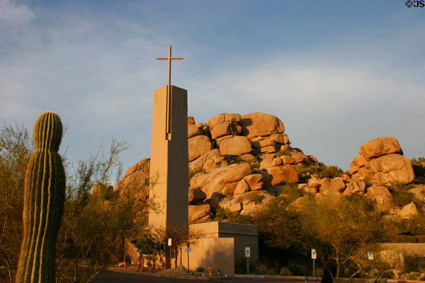 Desert Hills Presbyterian church opposite Pedregal Plaza Festival Marketplace. Scottsdale, AZ.
