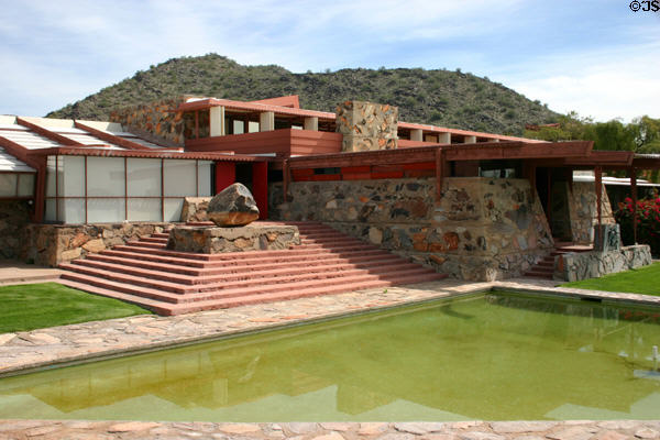 When Frank Lloyd Wright started Taliesin West in 1938 water had to be trucked desert location to make concrete. Scottsdale, AZ.