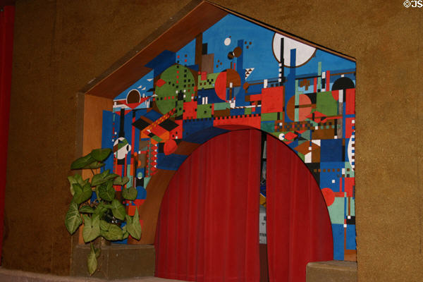 Geometric shapes mural in theater at Taliesin West. Scottsdale, AZ.