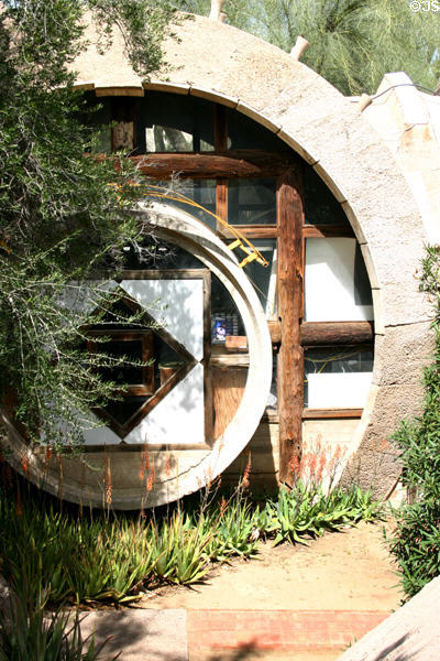 Cosanti (1956) (6433 E Doubletree Rd) home & studios of the architect. Paradise Valley, AZ. Architect: Paolo Soleri.
