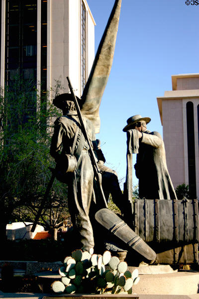 Morman Battalion sculpture commemorating Mormons who enlisted in U.S. Army during 1846 war against Mexico to get federal funds for their migration to San Diego. Tucson, AZ.