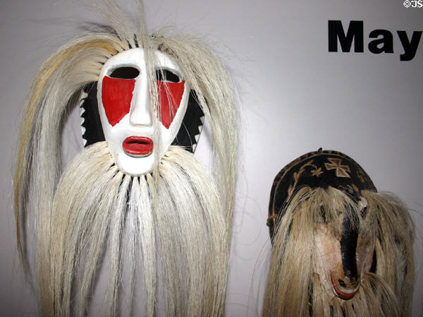 Mayo Pahk'ora native masks from Sonora Mexico in Arizona State Museum. Tucson, AZ.