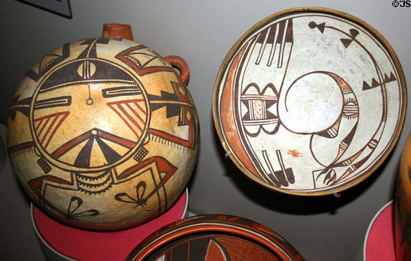 Hopi native polychrome ceramics (c1900) at Arizona State Museum. Tucson, AZ.