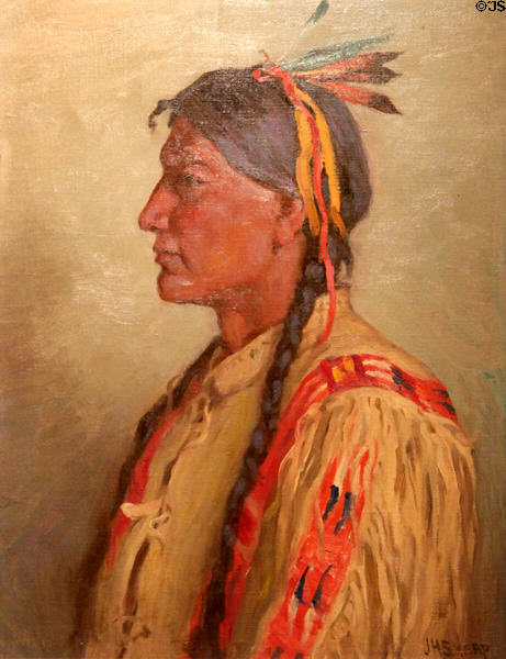 Elk Foot (Jerry Mirabal), Taos Indian painting (c1920) Joseph Henry Sharp at Tucson Museum of Art. Tucson, AZ.