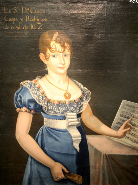 Portrait of Señorita Doña Carlota Caspe y Rodriguez at the Age of Ten (1816) by José Gil de Castro at Tucson Museum of Art. Tucson, AZ.