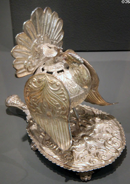 Silver incense burner in form of turkey from Argentina (1800-20) at Tucson Museum of Art. Tucson, AZ.