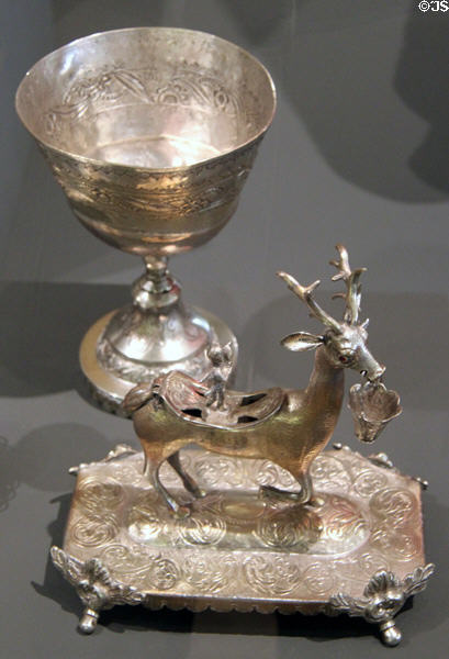 Silver chalice (19thC) from Peru & silver incense burner in form of deer from Argentina (1800-20) at Tucson Museum of Art. Tucson, AZ.