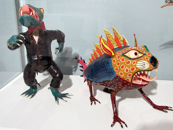 Painted papier-mâché alebrije (nightmare) lizard & fish (1990) by David Moctezuma of Mexico City at Tucson Museum of Art. Tucson, AZ.