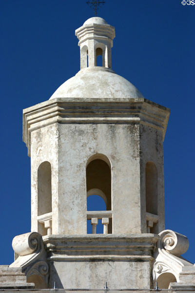 Octagonal tower of San Xavier del Bac Mission Church. Tucson, AZ.