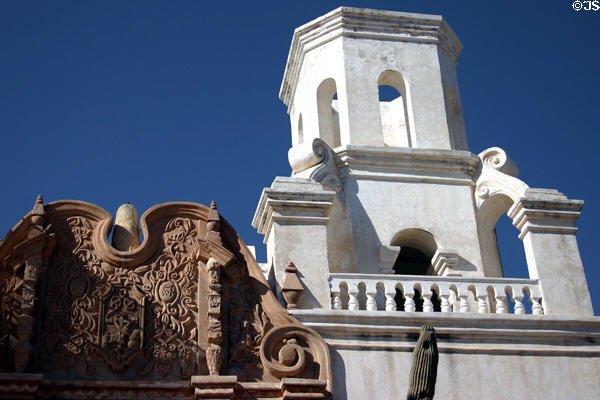 San Xavier del Bac Mission Church (1783-97) (San Xavier Road). Tucson, AZ. Style: Spanish Baroque. Architect: Ignacio Gaona. On National Register.