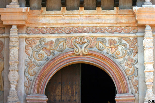 Decorated portal of San Xavier del Bac Mission Church. Tucson, AZ.