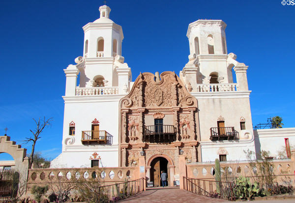 Towers & Plateresque front of Mission San Xavier del Bac. Tucson, AZ.