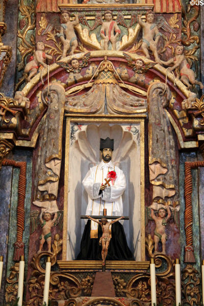 San Xavier statue on High altar of Mission San Xavier del Bac. Tucson, AZ.