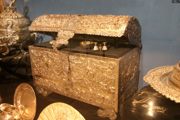 Spanish colonial silver chest (c17thC) probably from Peru via Argentina collection at Arizona History Museum. Tucson, AZ.