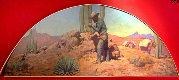 Prospector mural (c1907) from 2nd Southern Pacific Rail Tucson depot by Maynard Dixon at Arizona History Museum. Tucson, AZ.