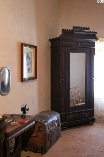 Mirrored cabinet & trunk in bedroom at Sosa-Carrillo-Frémont House. Tucson, AZ.