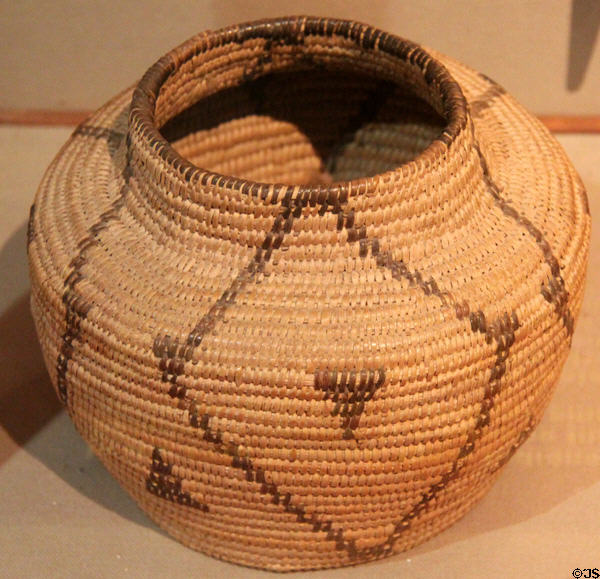 Tohono O'odham coiled willow jar basket at Arizona Historical Society Museum Downtown. Tucson, AZ.
