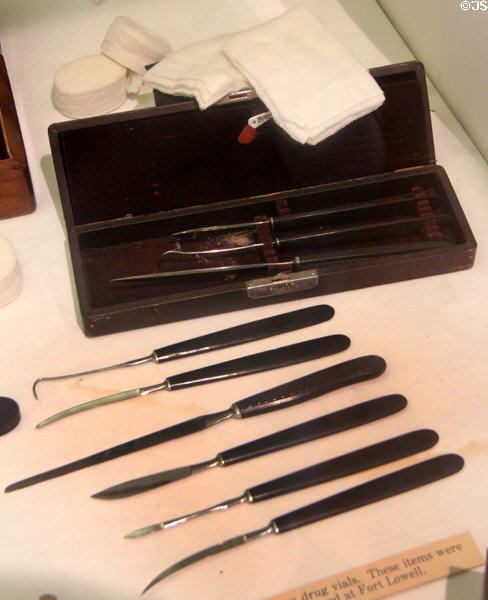 Pocket surgical kit (late 1800s) used by Dr. Rollin T. Burr while stationed at Fort Lowell. Tucson, AZ.
